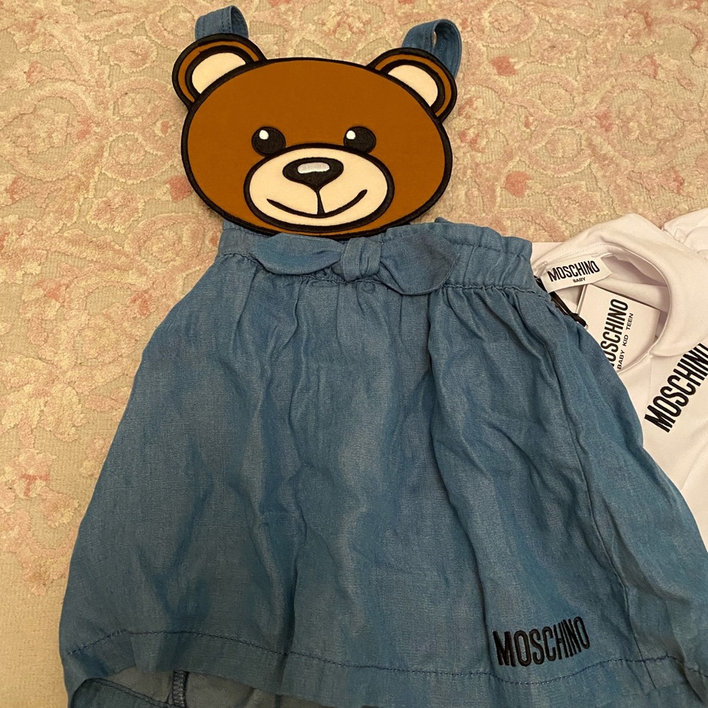 Moschino Bear Romper with collared white shirt